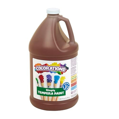 Colorations Paraben-Free Tempera Paint for Kids - 1 Gallon, Vibrant Brown. Non-Toxic and Made in the USA, Classroom Must Haves, Bulk Arts and Crafts Supplies - color: Brown