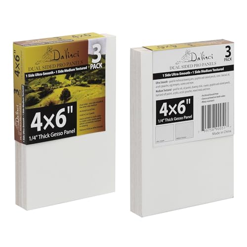 Jerry's Artarama Da Vinci Dual Sided Pro Panel Board - 30-Pack, 4x6 6mm Deep Panels for Painting - Archival, Acid-Free Art Supplies - Ultra-Smooth & Medium Textured Paint Surfaces - size: 4x6"