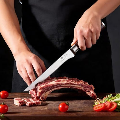 imarku Knife Set, 3 Piece Japanese High Carbon Stainless Steel | Razor Sharp 8 inch Chef Knife, 10 inch Bread Knife and 6 inch Boning Knife for Meat, Bread, Vegetables and Kitchen Prep - color: Pakkawood Brown