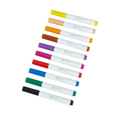 Amazon Basics Colored Washable Markers for Coloring and Drawing, Broad Line, Multicolored, 10-Pack - size: 1 Count (Pack of 10), style: Broad Line