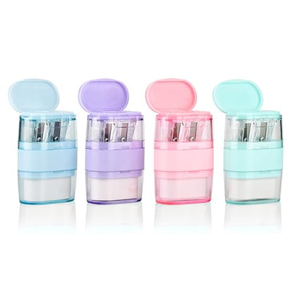 1PCS Manual Pencil Sharpener with Eraser, 2 Sharpening Holes Sharpener with Eraser for School, Office and Home Supplies (Purple) - color: Purple