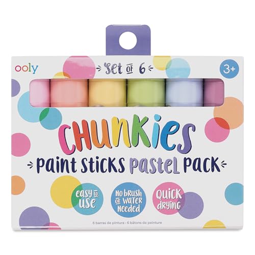 Ooly Chunkies 6 Pastel Paint Sticks For Kids, Tempera Paint Sticks Pastel Colors Set, No Mess Quick Drying Art Supplies for Toddlers and Kids - color: Pastel