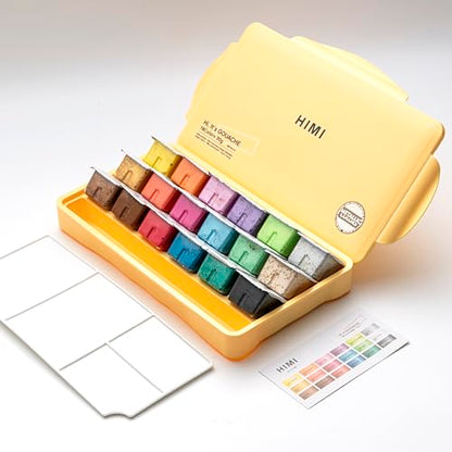 HIMI Metallic Gouache Paints Set, 18 Colors, 30g, 18 US fl oz, Non Toxic Paint for Canvas and Paper, Art Supplies for Professionals, Students