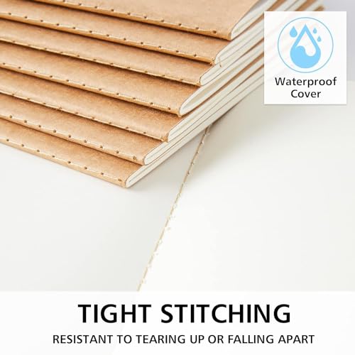 feela 8 Pack Unlined Kraft Paper Notebooks, Blank Journal Note Pad for Drawing Writing, Small Sketchbook Travel Journal Bulk for Women Kids Students Office School Supplies, A5, 60 Pages, 8.3” X 5.5” - style: Blank-8 Pack