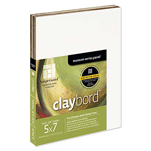 Ampersand Museum Series Claybord Panels for Paint and Ink, 1/8 Inch Depth, 5X7 Inch, Pack of 3 (CBS05) - color: 1/8 Inch Depth, size: 5X7 - Pack of 3