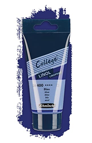 Schmincke - College Linol, Artists' lino Printing Inks, Blue in 75 ml Tube, 39400013, Low-Odour Water-Based lino Printing Ink, lightfast, Even Print - color: Blue, size: 2.54 Fl Oz (Pack of 1)