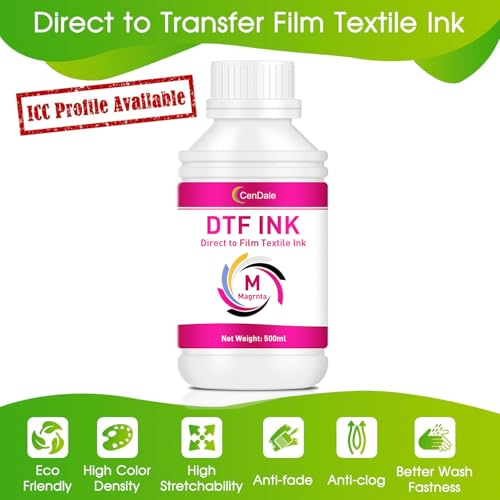 CenDale Premium DTF Magenta Ink - 500ML DTF Transfer Ink for PET Film, Refill DTF Ink for Epson ET-8550, ET-8500, L1800, L800, R2400, R1390, P400, P800, XP15000, Heat Transfer Printing Direct to Film - color: Magenta, style: DTF Ink