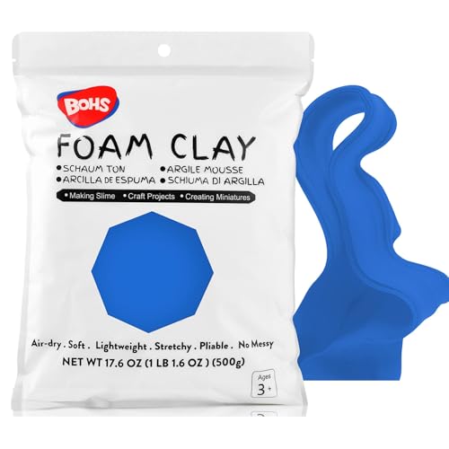 BOHS Blue Modeling Foam Clay - 1.1 Lbs, Squishy,Soft, Air Dry -for Flower Mirror,Cosplay,Fake Bake, Slime Supplies-500g - color: Blue, size: 500 g