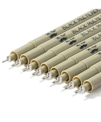 Mr. Pen- 0.2mm Micro Fine Point Pens, 8 Pack, Black Ink, Waterproof | Acid-Free, No-Smear Quick-Dry Fineliner Pens for Drawing, Sketching, Bible Journaling, Outlines & Everyday Writing - color: Black, size: 0.2mm, 8 Pack
