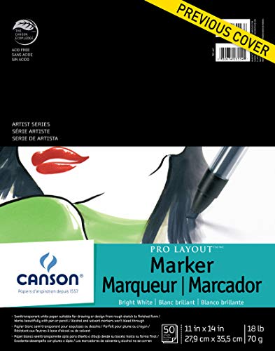 Canson Artist Series Pro Layout Marker Paper, Foldover Pad, 11x14 inches, 50 Sheets (18lb/70g) - Artist Paper for Adults and Students - size: 11" x 14"