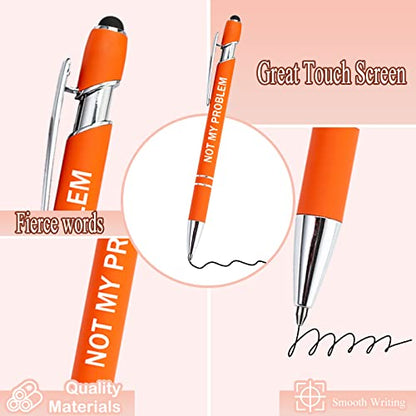 PASISIBICK 12 Pieces Funny Sarcastic Ballpoint Pens, Office Snarky Touch Screen Stylus Pen Encouraging, Black Ink (12 Color,Negative) - color: 12 Color,Negative