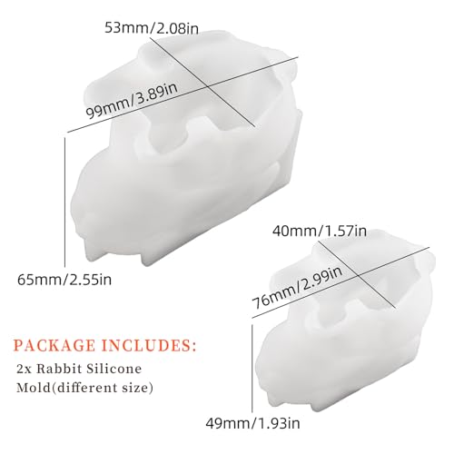 Wehous 2PCS Rabbit Silicone Molds, 3D Rabbit Resin Candle Soap Molds, Easter Cute Bunny Animal Epoxy Resin Casting Concrete Clay Mold, Unique Display Mold DIY Art Crafts Wall Hanging Easter Decor - color: 2x Rabbit