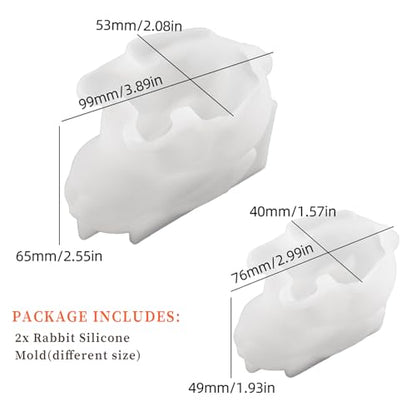 Wehous 2PCS Rabbit Silicone Molds, 3D Rabbit Resin Candle Soap Molds, Easter Cute Bunny Animal Epoxy Resin Casting Concrete Clay Mold, Unique Display Mold DIY Art Crafts Wall Hanging Easter Decor - color: 2x Rabbit