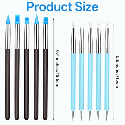 JJUNW 10Pcs Silicone Sculpting Tools, Clay Sculpting Tools, Silicone Paint Brush Modeling Dotting Tool, Pottery Tool Accessories for DIY Handicraft, Brush, Sculpture Pottery, Nail Art