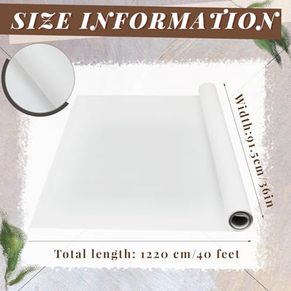 Kinlop 36 Inch x 40 Feet Double Primed Cotton Canvas White Canvas Roll for Oil and Acrylic Paint - color: White, size: 36 Inch X 40 Feet