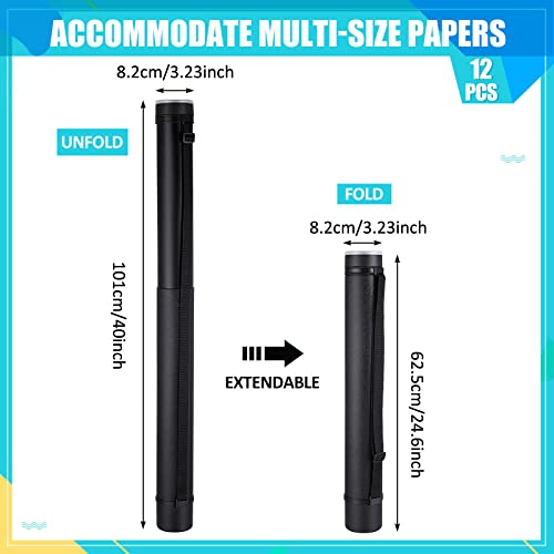 Henoyso 12 Pcs Extendable Poster Tubes Bulk with Strap Blueprint Holder & Carrying Case for Maps, Documents, Artworks, Banners (L) - size: L
