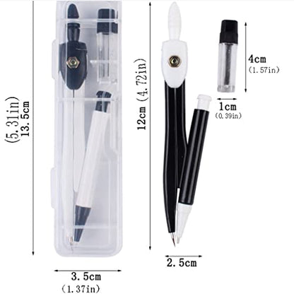 LUNIZ Drawing Compass Compass Metal Student Exam Drawing Size Stationery Set School Study Stationery Multifunctional Compass Straight Ruler Triangle Drafting Tools