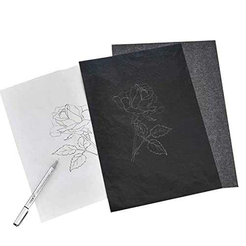100 Sheets Black Carbon Transfer Paper Graphite Transfer Tracing Paper for Wood Paper Canvas Tracing Writing Drawing (Black)