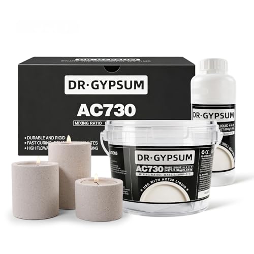 DR·GYPSUM Stone Kit,Eco-Resin Water-Based Casting Material for Concrete DIY Projects, Two-Part Powder Base and Liquid Set, 3kg(5.51Ib Base+1.1Ib Liquid)/Set(Beige) - color: Beige, size: 3KG