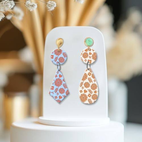 CHGCRAFT Sunflowers Texture Silicone Clay Texture Stamp Leaves Love Heart Polymer Clay Texture Sheets Clay Modeling Pattern Pad Texture Sheets for Polymer Clay Making Earrings Jewelry - style: Leaves and Sunflower
