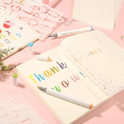 Patemby 1/2, 3/4, 1, 5/4 Inch Small Letter Stencils for Painting, 43 Pack Crafts Reusable Plastic Letter Templates 6 Different Font with Tiny Number & Alphabet Stencil for DIY Crafts Art Projects