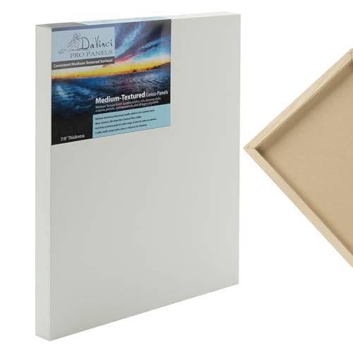 Da Vinci Pro Medium Textured Gesso Panel -18x24" - 4 Pack - 7/8" Depth Wood Panels for Painting - Accepts Mediums Like Canvas - for Oils, Acrylics, Mixed Media, Pastels & Drawing Sticks - size: 18x24" - 4 Pack