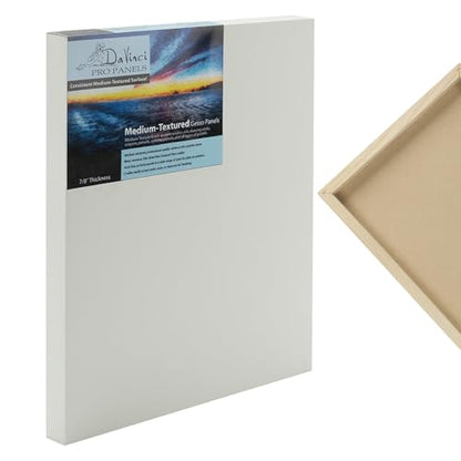 Da Vinci Pro Medium Textured Gesso Panel -4x12" - 6 Pack - 7/8" Depth Wood Panels for Painting - Accepts Mediums Like Canvas - for Oils, Acrylics, Mixed Media, Pastels & Drawing Sticks - size: 4x12" - 6 Pack