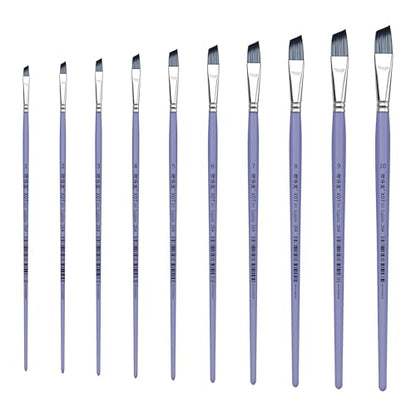 XDT#264 Angular Artist Paint Brush 10 Piece Set Medium Stiff Nylon Hair Extra Long Handle #1#2#3#4#5#6#7#8#9#10, Acrylic Oil Watercolor - size: Angular 10Pc