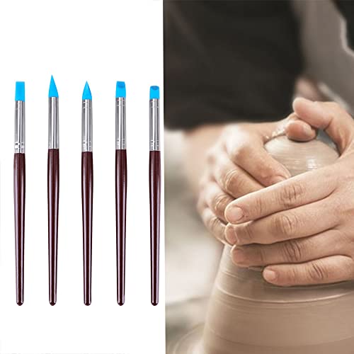 Silicone Clay Sculpting Tool 5PCS Rubber Tip Silicone Brushes Pottery Clay Pen Shaping Carving Tools