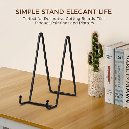 Plate Holder Easel Display Stand - 8 inch Metal Plate Stands for Display - Tabletop Picture Stand - Black Iron Easels for Display Pictures | Photo Frames | Book | Decorative Plates | Plaque -2 Pack - size: 8 inch (2 pack)