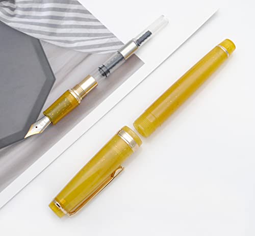 JINHAO 82 Fountain Pen with Gold Clip (F Nib 0.5mm, Fluorescent Yellow) - color: Fluorescent Yellow