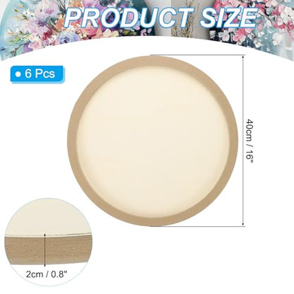 PATIKIL 16" Round Wood Canvas Panels, 6pcs Unfinished Wood Plaque Disc Circle Board for Craft Projects, Art Painting, Carving, Engraving, DIY - size: 16"