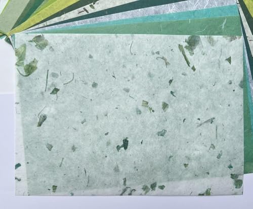 A4 Natural Banana bark, Leaves etc., Mulberry Paper Sheets Art Tissue Washi Paper Design Craft Art Origami Suppliers Card Making Writing Painting 50 Sheets (Green Leaves,Banana Bark, etc.,, A4) - color: Green Leaves,Banana Bark, etc.,, size: 8.3 X 11.7 In