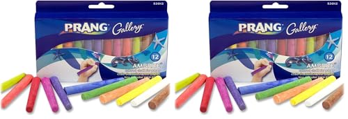 Prang Gallery Ambrite Paper Chalk, Colored Chalk for Use on Wet or Dry Paper, Tapered, Assorted Colors, (53012), Multicolored, 12 Count (Pack of 2) - size: 12 Count (Pack of 2)