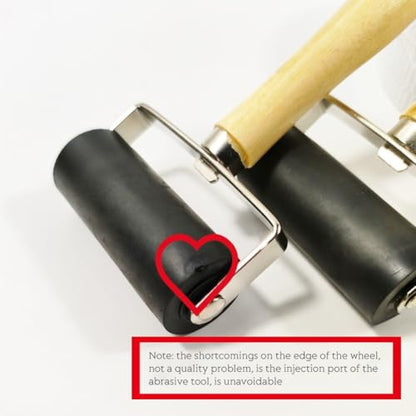 Glomora 3 Pack Rubber Brayer Roller,1.4/2.4/4 Inch Hard Rubber Brayer Rollers,Art Craft Roller for Printmaking,Ink,Wallpapers Stamping Gluing