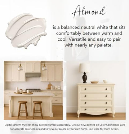 ALL-IN-ONE Paint by Heirloom Traditions, Almond (Neutral White), Gallon - Durable cabinet and furniture paint. Built in primer and top coat, no sanding needed. Includes our 30 featured color card. - color: Almond, size: 128 Fl Oz (Pack of 1)
