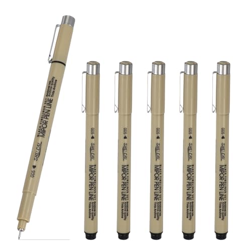 PATIKIL Fineliner Pens, 6 Pcs 005 0.2mm Fineliner Marker Black Waterproof Ink Archival Drawing Pens Art Supplies Set for Sketching Journaling Scrapbooking Artist Illustration - size: 005 0.2mm