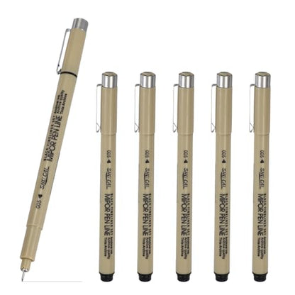 PATIKIL Fineliner Pens, 6 Pcs 005 0.2mm Fineliner Marker Black Waterproof Ink Archival Drawing Pens Art Supplies Set for Sketching Journaling Scrapbooking Artist Illustration - size: 005 0.2mm