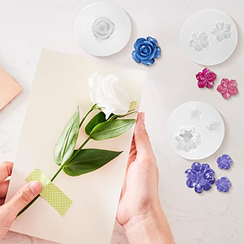 PAGOW 5pcs Mini Mirror Flower Resin Mold, Silicone 3D Flower Crystal DIY Casting Molds, for Earring, Jewelry Pendants Making Tool (8 Different Sizes) - size: 5 PCS