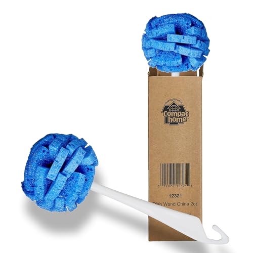 Compac Home Dish Wand China Durable Foam Sponge Petals Brush and Clean Dishes, Pots, Bottles, & Glassware, 2 Count - size: Pack of 2 Short Handle