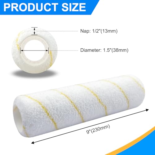 King Origin 9 Inch Microfiber Paint Roller Covers, 1/2" Nap, 12-Pack Paint Rollers for Wall & Ceiling Painting, Professional & Home Use - size: 9",12 Pcs,microfiber