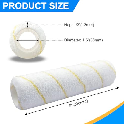 Great Andrew 5-Pack Paint Roller Covers 9 Inch, 1/2" Nap Microfiber Paint Roller Kit for Painting Projects on Smooth Textured Rough Surfaces, Walls, Ceilings, Houses, etc - size: 5pcs, 9", Microfiber