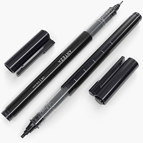 ARTEZA Micro-Line Ink Pens, Set of 9, Black Fineliners with Japanese Archival Ink, Art Supplies for Comic Artists and Illustrators - size: 1 Count (Pack of 9)