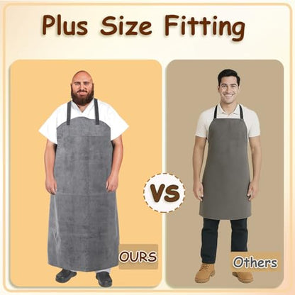 Urby Big and Tall Plus Size Work Apron: Flame Resistant Leather Welding Apron, Wood and Workshop Canvas. Butcher Rubber. - style: Plus Size: Heavy Rubber