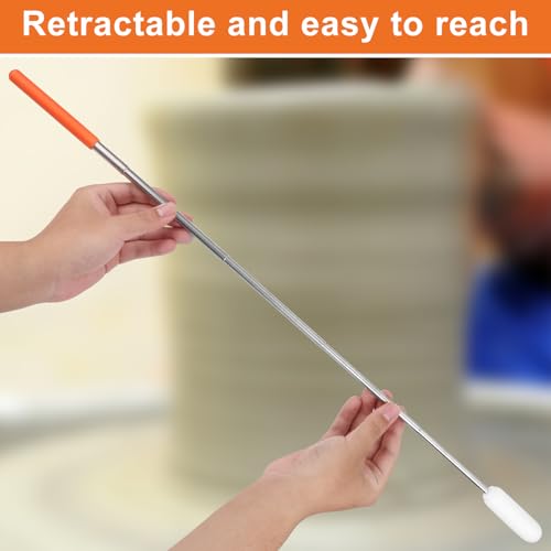 2pcs Telescoping Sponge Stick for Pottery, Retractable Ceramic Sponge Stick Extend up to 28.35in for Cleanup Excess Water from Tall or Narrow Pottery (Small)