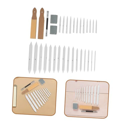 HINTRMENT Blending Stumps and Tortillions Set Drawing Blending Tools 33pcs with Sandpaper Pencil Sharpeners and Erasers, Paper and Rubber Material for Studio Work and Outdoor Sketching