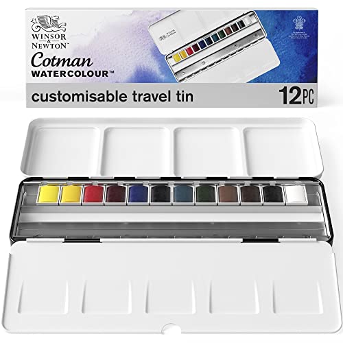 Winsor & Newton Cotman Watercolor Paint Set, Customisable Travel Tin, 12 Half Pan - style: 12 Half Pan Travel Tin