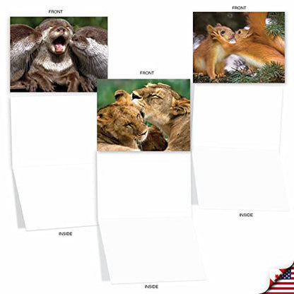 The Best Card Company - 10 Adorable Note Cards Blank (4 x 5.12 Inch) - Wildlife and Animal, Assorted Boxed Set - Animal Smackers M6594OCB - style: Animal Smackers