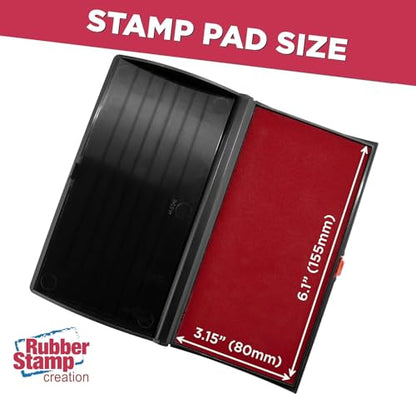 Large Premium Crimson Red Ink Stamp Pad - 3" by 6" - Quality Felt Pad - Case with Closing snap - color: Crimson Red, size: 3" x 6"