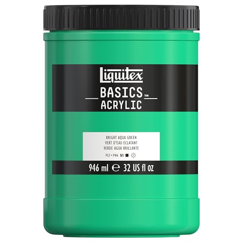 Liquitex BASICS Acrylic Paint, 946ml (32-oz) Jar, Bright Aqua Green - color: Bright Aqua Green, size: 32 Fl Oz (Pack of 1)